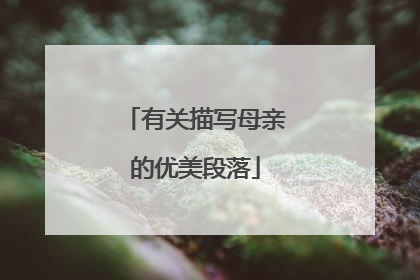 有关描写母亲的优美段落