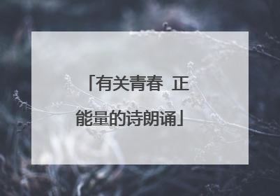 有关青春 正能量的诗朗诵