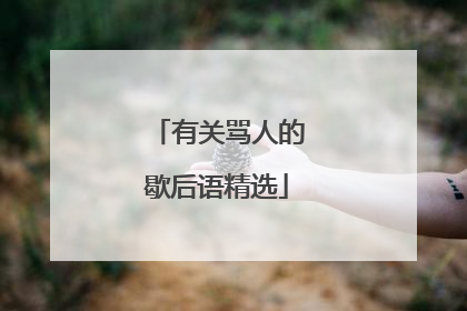 有关骂人的歇后语精选