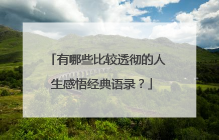 有哪些比较透彻的人生感悟经典语录?