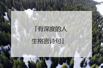 有深度的人生格言诗句