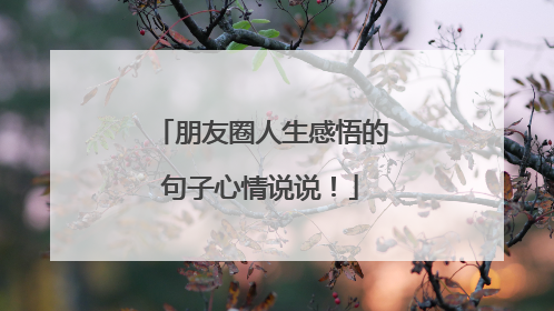 朋友圈人生感悟的句子心情说说!
