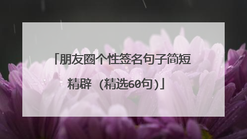 朋友圈个性签名句子简短精辟 (精选60句)