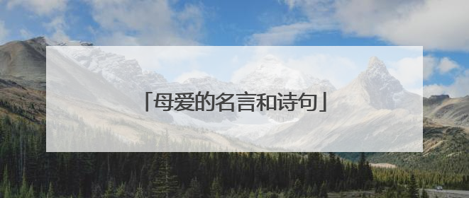 母爱的名言和诗句