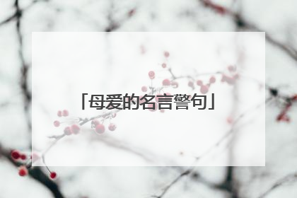 母爱的名言警句