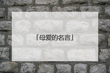 母爱的名言