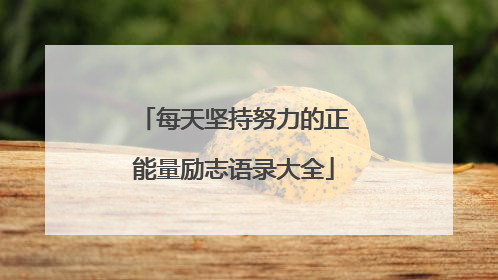 每天坚持努力的正能量励志语录大全