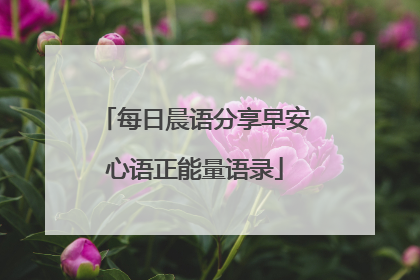 每日晨语分享早安心语正能量语录