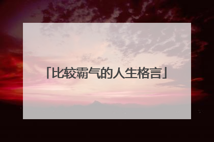 比较霸气的人生格言