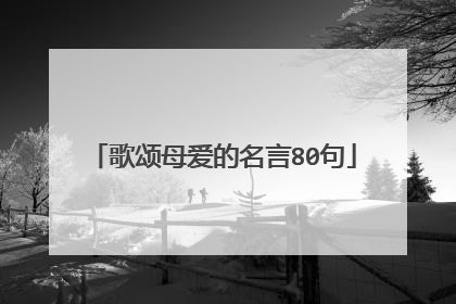 歌颂母爱的名言80句