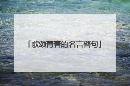 歌颂青春的名言警句