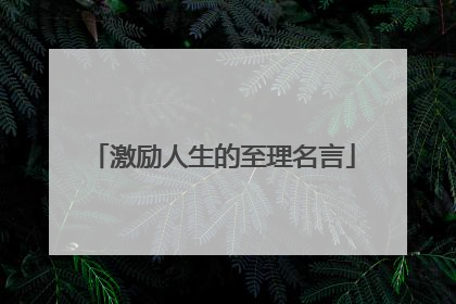 激励人生的至理名言