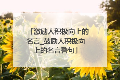 激励人积极向上的名言_鼓励人积极向上的名言警句