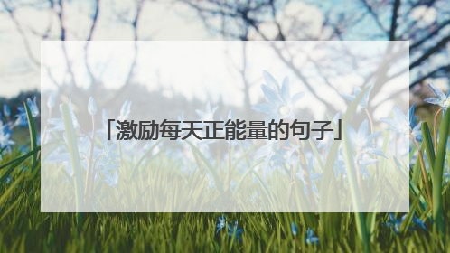 激励每天正能量的句子