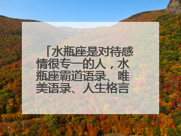 水瓶座是对待感情很专一的人,水瓶座霸道语录、唯美语录、人生格言是什么?