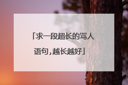 求一段超长的骂人语句,越长越好