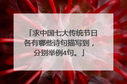 求中国七大传统节日各有哪些诗句描写到,分别举例4句。