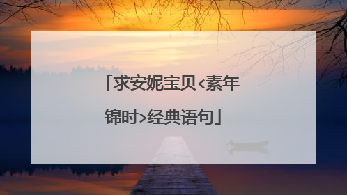 求安妮宝贝<素年锦时>经典语句