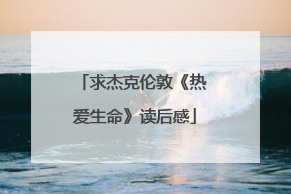 求杰克伦敦《热爱生命》读后感
