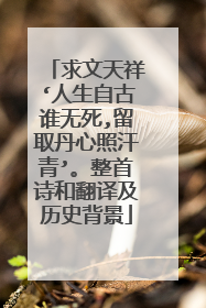 求文天祥‘人生自古谁无死,留取丹心照汗青’。整首诗和翻译及历史背景