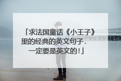 求法国童话《小王子》里的经典的英文句子. 一定要是英文的!