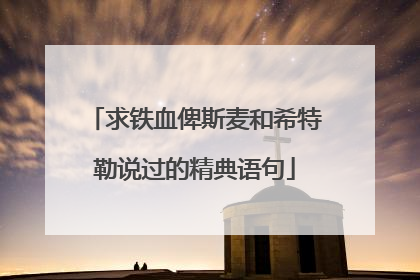 求铁血俾斯麦和希特勒说过的精典语句