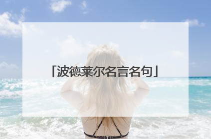 波德莱尔名言名句