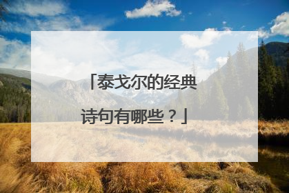 泰戈尔的经典诗句有哪些?