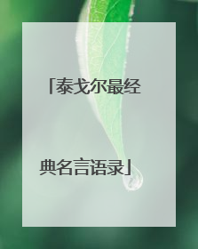 泰戈尔最经典名言语录