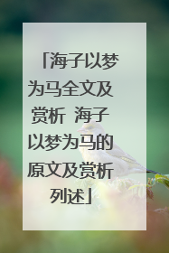 海子以梦为马全文及赏析 海子以梦为马的原文及赏析列述