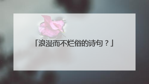 浪漫而不烂俗的诗句?