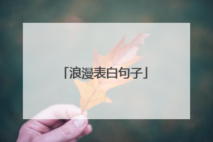浪漫表白句子
