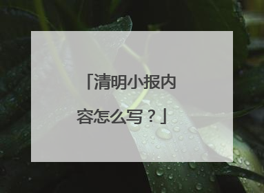 清明小报内容怎么写?