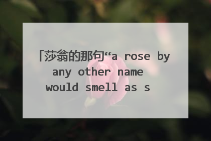 莎翁的那句“a rose by any other name would smell as sweet”怎么翻译,谢谢
