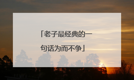 老子最经典的一句话为而不争
