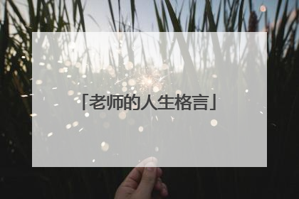 老师的人生格言