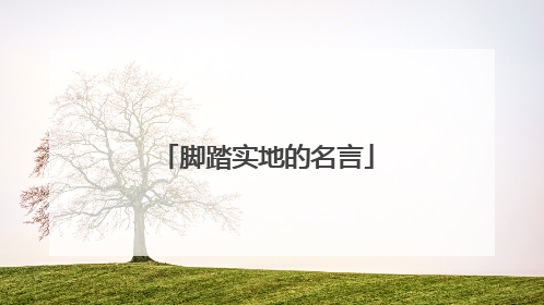 脚踏实地的名言