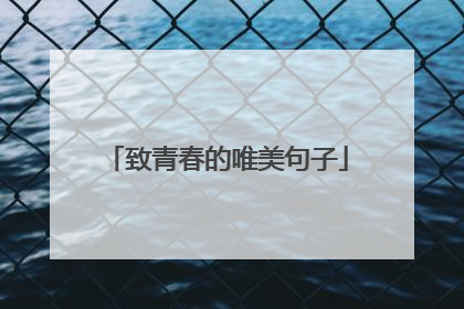 致青春的唯美句子