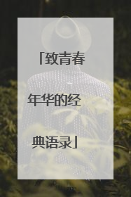致青春年华的经典语录