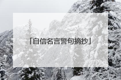 自信名言警句摘抄