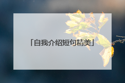 自我介绍短句精美