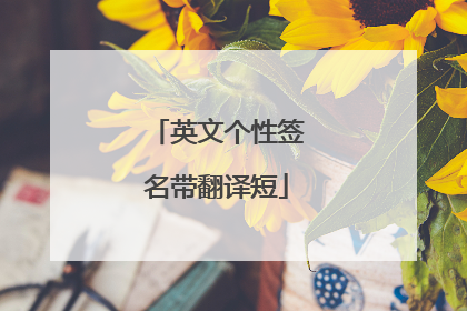 英文个性签名带翻译短