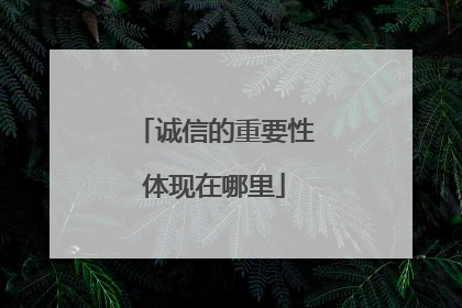 诚信的重要性体现在哪里