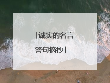 诚实的名言警句摘抄