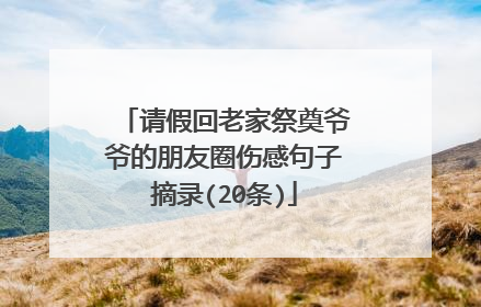 请假回老家祭奠爷爷的朋友圈伤感句子摘录(20条)