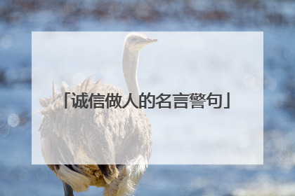 诚信做人的名言警句