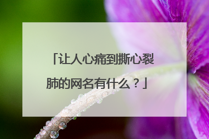 让人心痛到撕心裂肺的网名有什么?