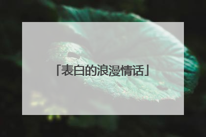 表白的浪漫情话