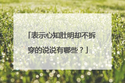表示心知肚明却不拆穿的说说有哪些?
