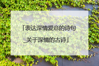 表达深情爱意的诗句_关于深情的古诗